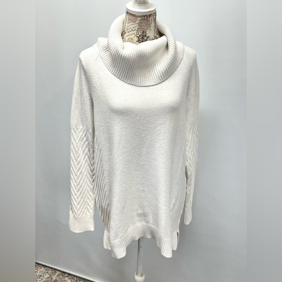 CALVIN KLEIN‎ Ivory ribbed sleeve cowl neck sweater size XL - Picture 10 of 15